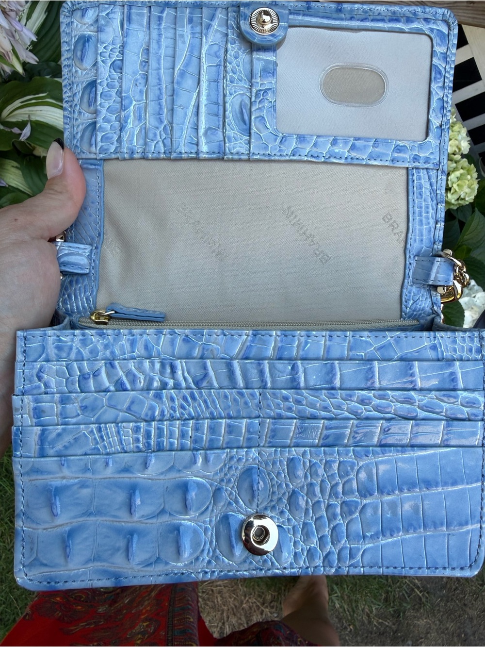 Brahmin Minuette Crossbody Clutch Heavenly Blue Croc Embossed Melbourne Leather - Picture 6 of 9